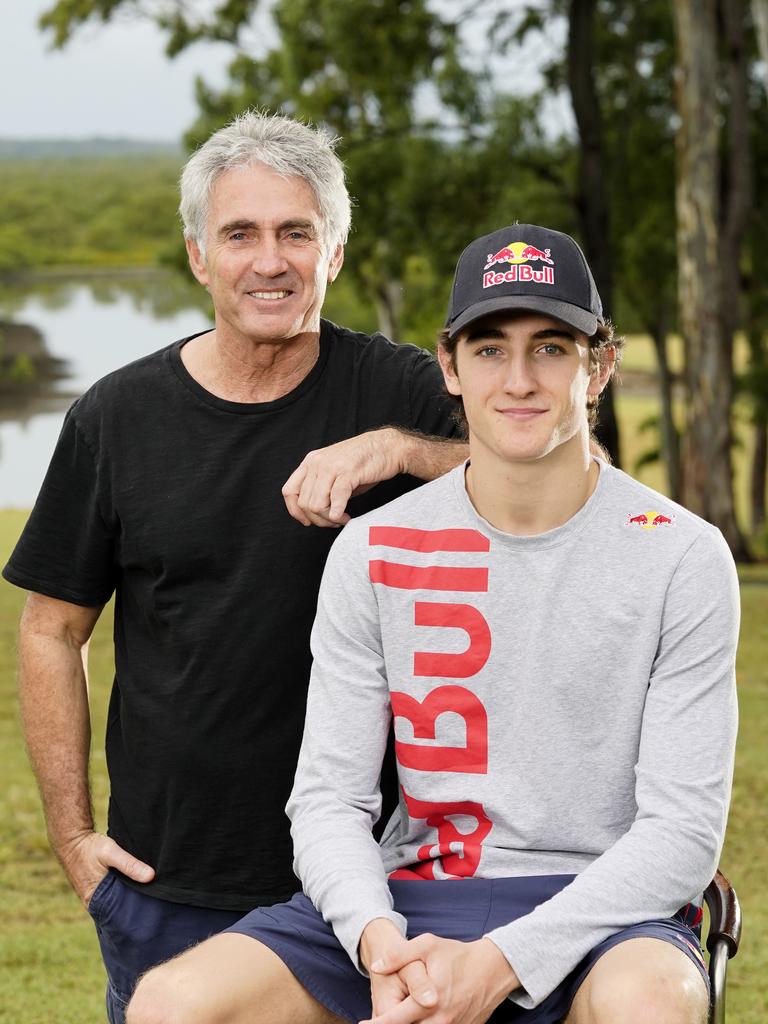 Jack Doohan with MotoGP legend dad Mick. (AAP Image/Dave Hunt)