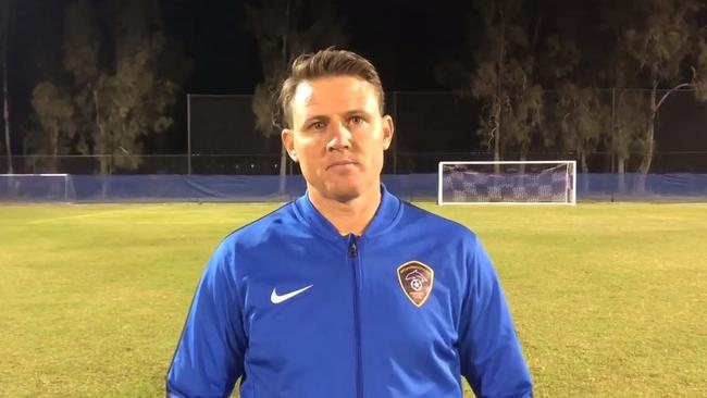 Broadbeach United Premier League coach Lee Vernon.