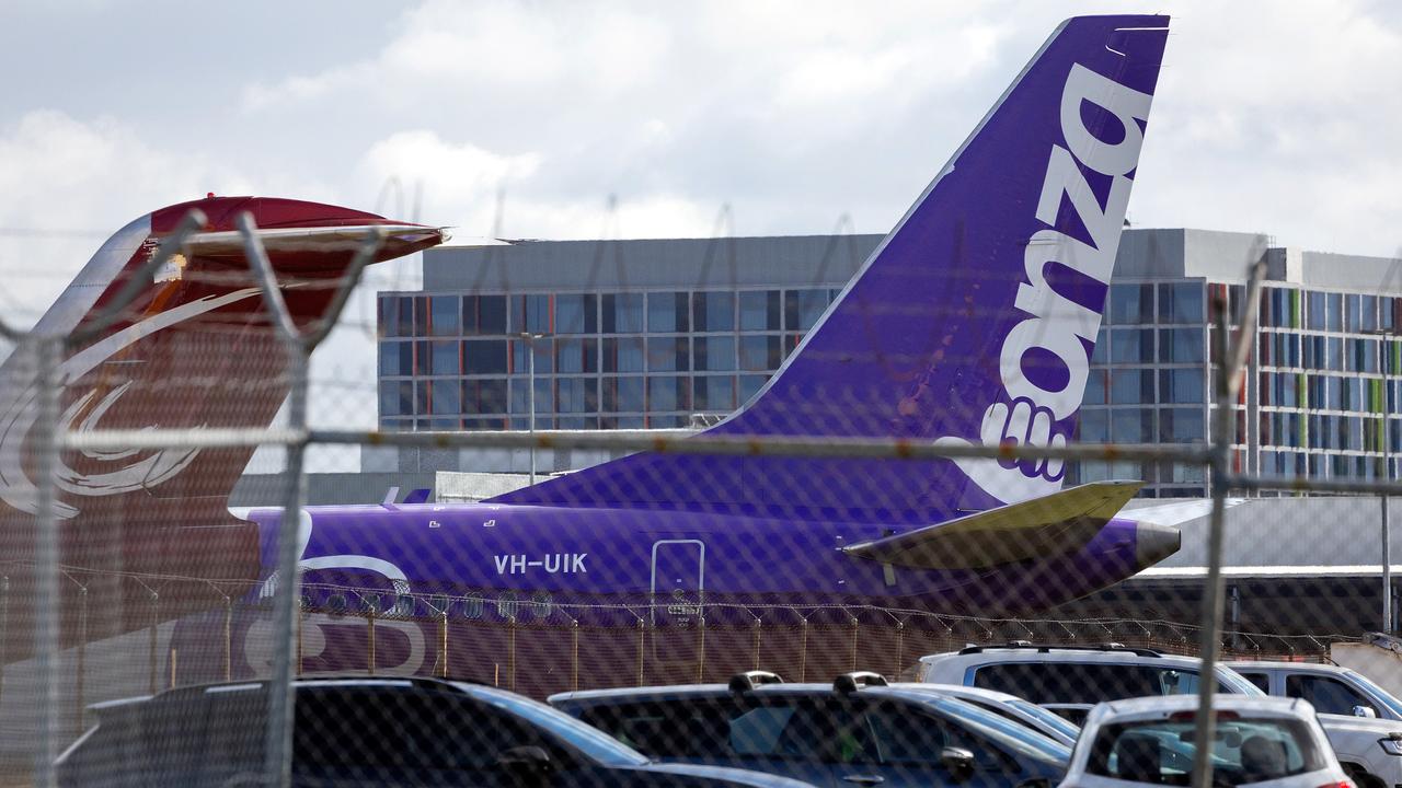 A former Bonza aircraft parked at Melbourne Airport is the latest to be taken out of the country. Picture: Mark Stewart