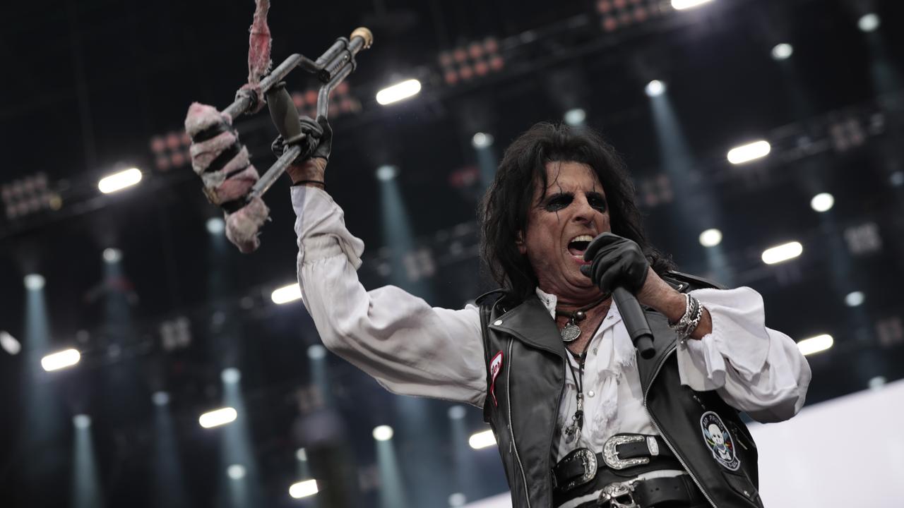 No nightmare here ... Alice Cooper performs at Fire Fight Australia at ANZ Stadium. Picture: Getty Images