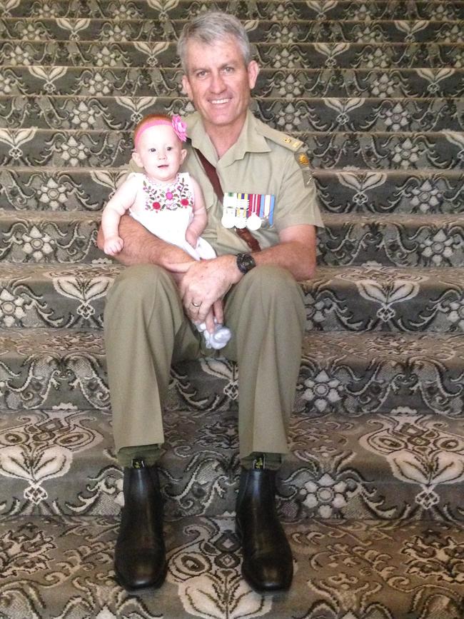 Major Jamie Heron with granddaughter Ruby Schafer in 2015. Image: supplied