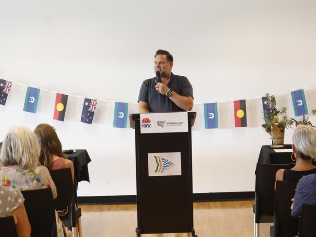 Byron mayor Simon Richardson speaks at the councill's Australia Day Awards ceremony, held on Saturday, January 25 at the Cavanbah Centre.