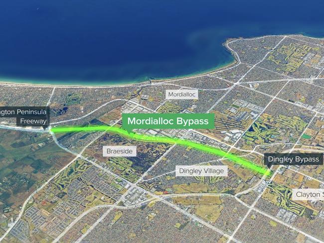 Where the Mordialloc Bypass will connect the Mornington Peninsula Freeway and Dingley Bypass. Picture: VicRoads