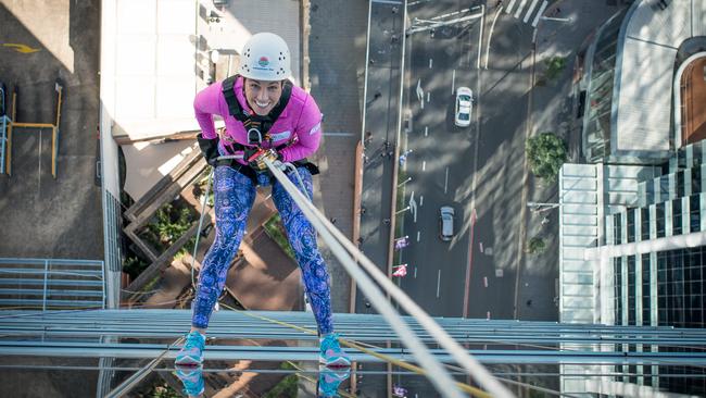 Lynette Bolton scales down to the bottom. Picture: Matias Gwyther