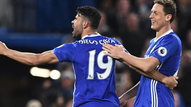 Chelsea's striker Diego Costa celebrates.