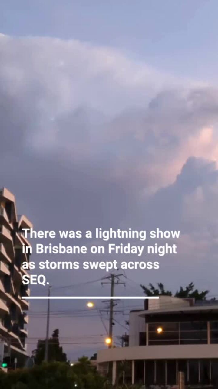 Ominous lightning over Brisbane before storms roll in