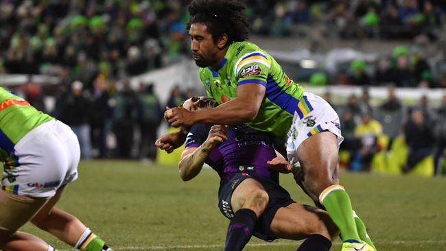 Sia Soliola‘s shot on Billy Slater.