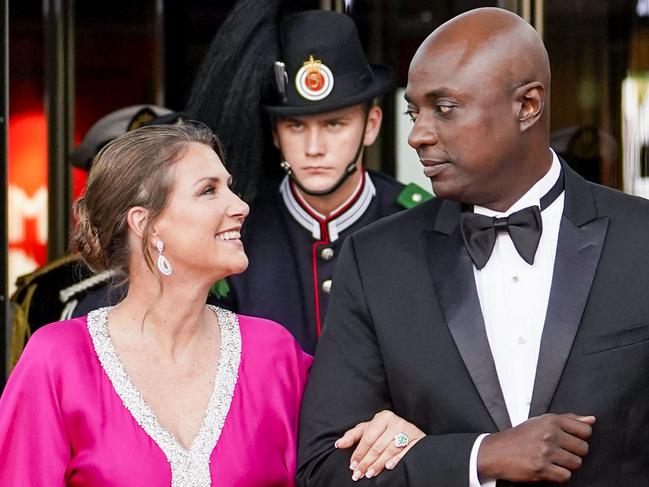 (FILES) This file photo taken on June 16, 2022 shows Princess Martha Louise of Norway (L) and her fiancÃ© self-professed shaman Durek Verrett in Oslo, Norway. - Norway's Princess Martha Louise has relinquished her royal duties in order to focus on her alternative medicine business affairs with her fiance Durek Verrett, a self-proclaimed shaman, the palace said on November 8, 2022. (Photo by Lise Ãserud / NTB / AFP) / Norway OUT