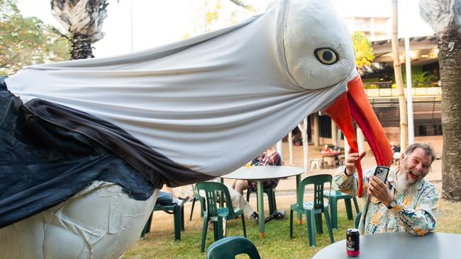 Giant Seagulls, created by Snuff Puppets, have been out and about during the 2024 Darwin Festival. Picture: Elise Derwin