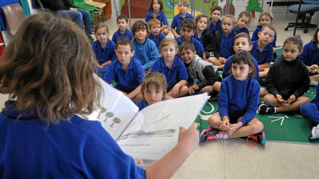 LANGUAGE IS ESSENTIAL: Prep, grade one and two students at Eidsvold State School take part in indigenous language lessons as part of their learning. Picture: Mackenzie Colahan