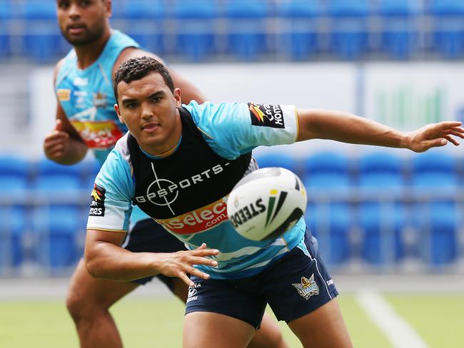 Srama at Titans training in 2014. Picture: Brendan Radke.