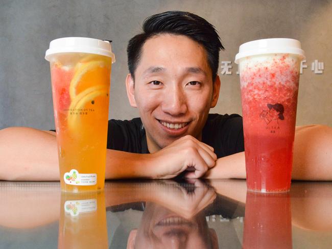 Tong Guo at the HiTea store in Grote Street Adelaide. (AAP Image/ Brenton Edwards)
