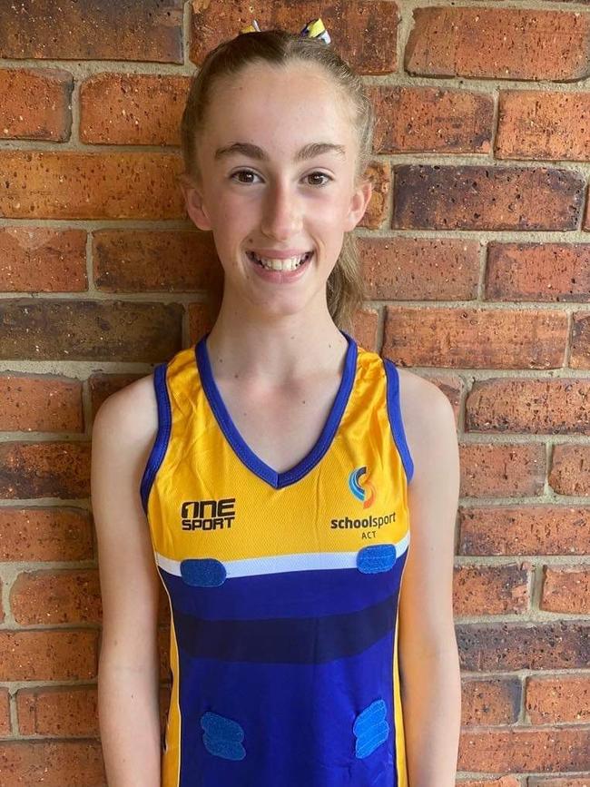 Ella Higginbotham is the vice-captain for the ACT under-12 national netball schools competition. Photo: Supplied