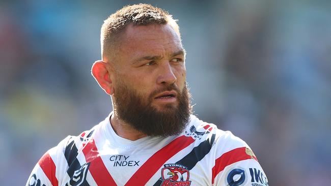 GOLD COAST, AUSTRALIA - AUGUST 25: Jared Waerea-Hargreaves of the Roosters looks on during the round 25 NRL match between Gold Coast Titans and Sydney Roosters at Cbus Super Stadium, on August 25, 2024, in Gold Coast, Australia. (Photo by Chris Hyde/Getty Images)