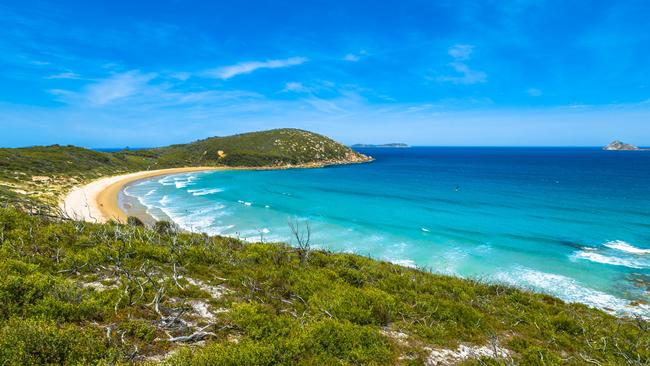 Top view of Squeaky Beach in Wilsons Promontory National Park.