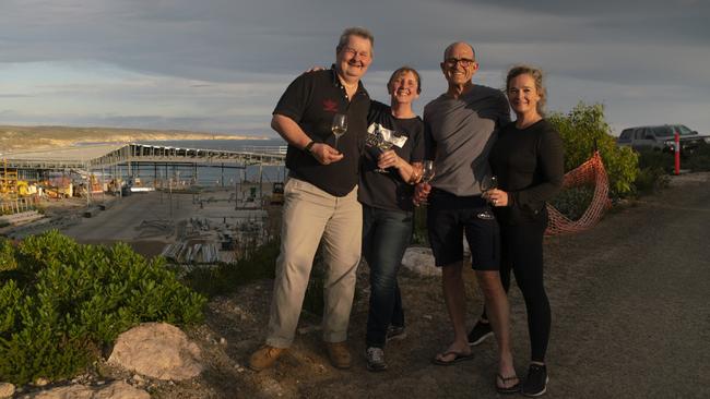 Managers John Hird and Alison Heath with construction manager Matthew Giltrap and owner Hayley Baillie on the far right. Picture: Baillie Lodges