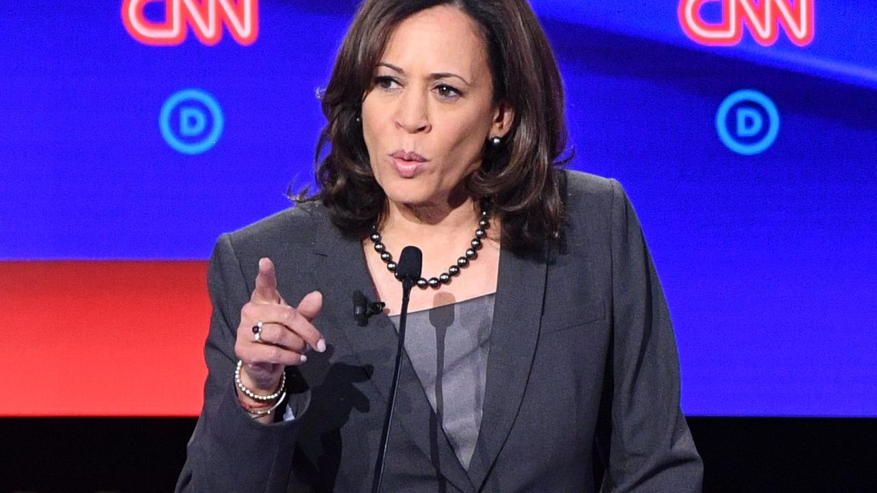 Kamala Harris on the debate stage. Picture: Jim Watson/AFP