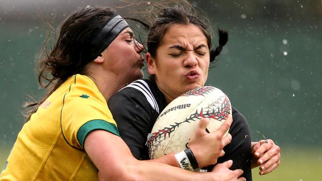 Millie Boyle (left) in action for the Wallaroos against New Zealand in 2017. Picture: Getty Images