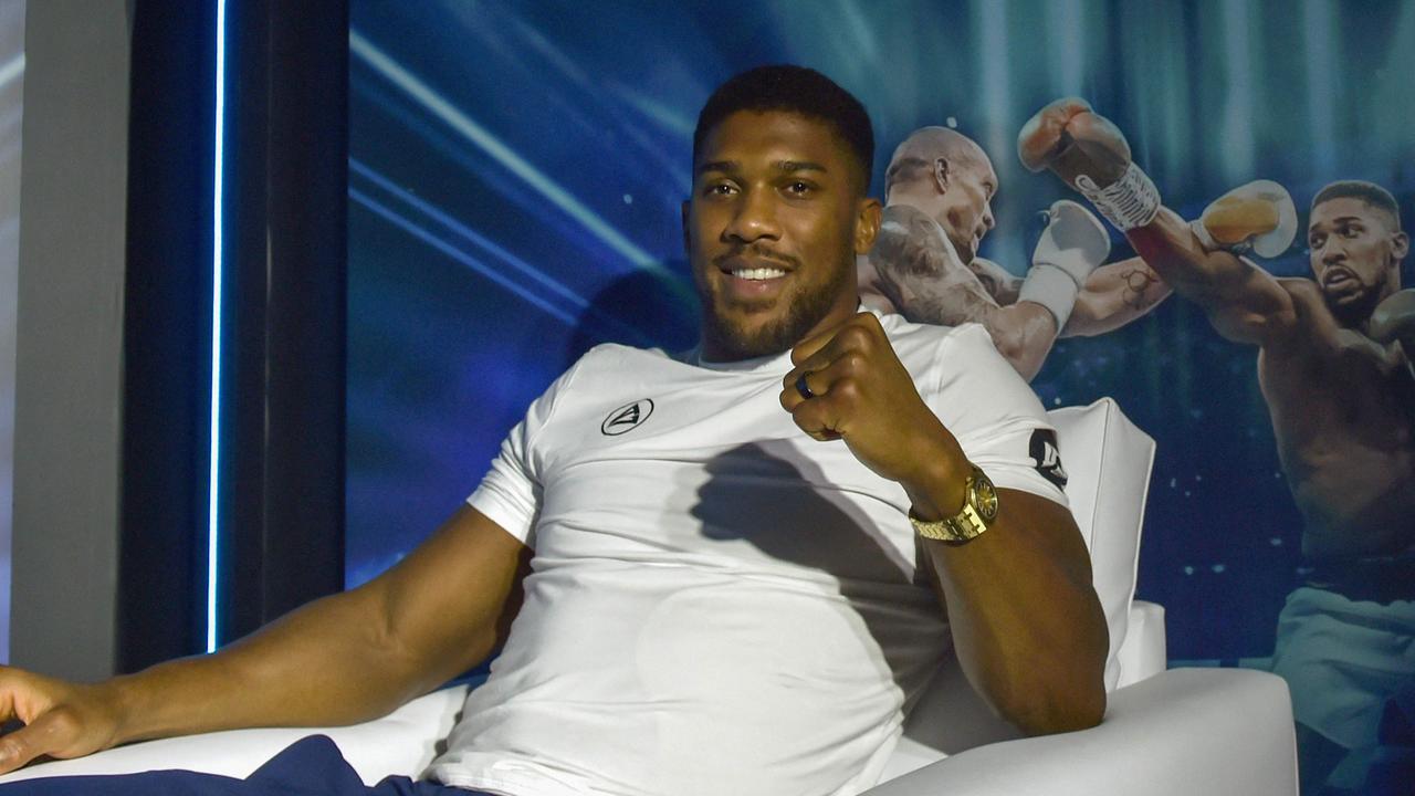 Britain's Anthony Joshua poses for a picture during a press conference ahead of his heavyweight boxing rematch with Oleksandr Usyk.