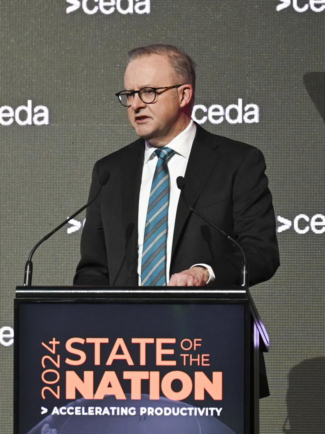 Mr Albanese at the CEDA State of the Nation conference in Canberra. Picture: Martin Ollman