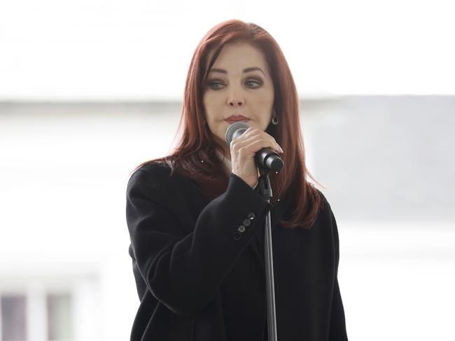 Priscilla Presley speaks at the public memorial for Lisa Marie Presley at Graceland on January 22, 2023 in Memphis, Tennessee. Picture: Jason Kempin/Getty Images for ABA