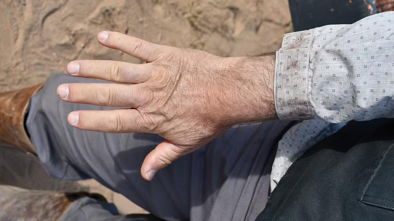 Picture taken of Alec Baldwin’s hand moments after the fatal shooting. Picture: Supplied