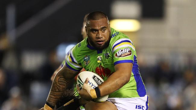 Canberra's Junior Paulo during the Cronulla v Canberra rugby league match at Southern Cross Group Stadium, Cronulla. Picture: Brett Costello