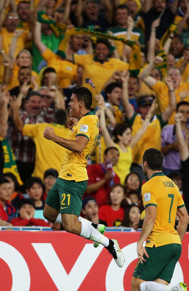 Australia's Massimo Luongo has plenty to celebrate. Pic: Brett Costello.