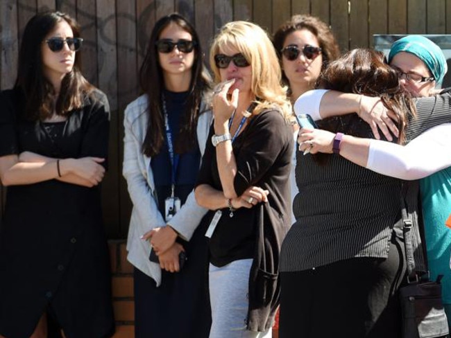 Mourners at the funeral of Thalia Hakin. Picture: Nicole Garmston