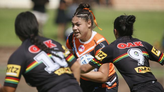 Tiresa Leasuasu starred for the Tigers in Tarsha Gale Cup. Picture: Warren Gannon Photography