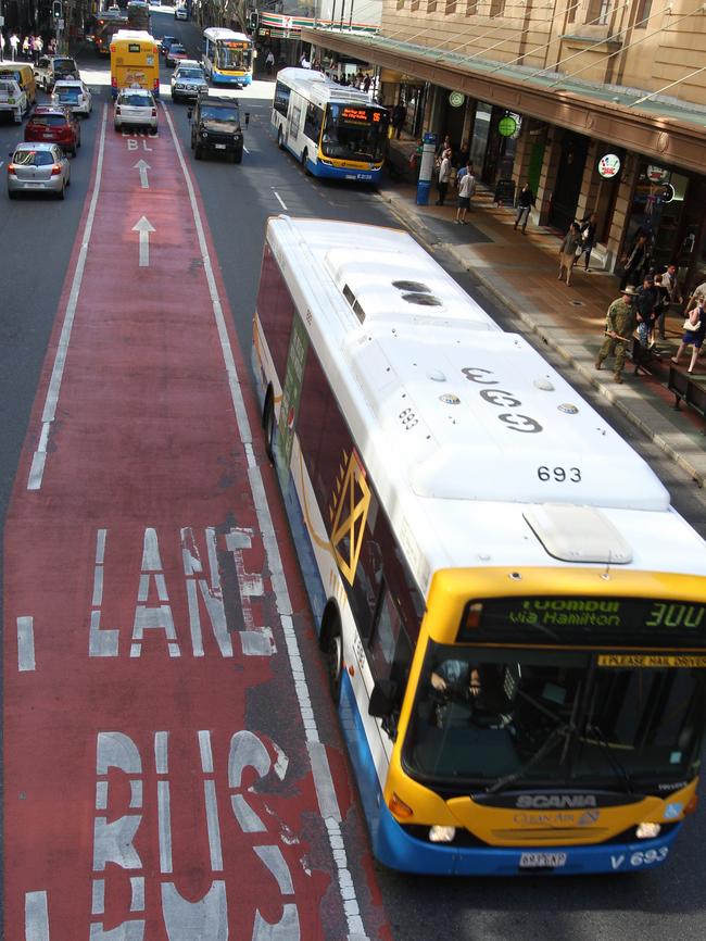 Brisbane City Council Buses in Adelaide St CBD Photographer Philip Norrish