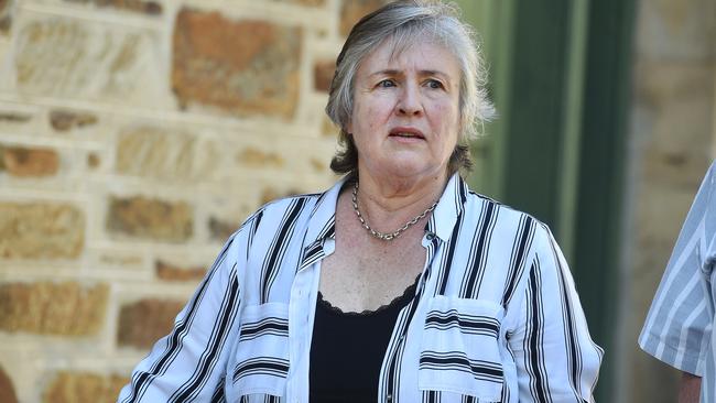 Kathryn Conder leaves the Supreme Court after delivering Rocco Leo’s message to Justice Martin Hinton. Picture: Roger Wyman.