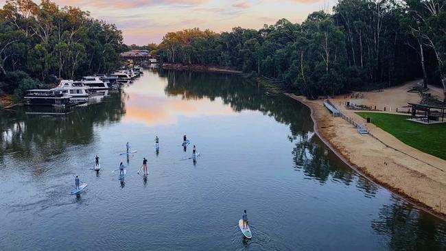 Experience the beauty of Echuca Moama from the water on a SUP. Picture: Echuca Moama Stand Up Paddle.