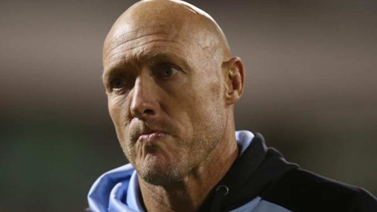 WOLLONGONG, AUSTRALIA - MARCH 24: Sharks head coach Craig Fitzgibbon looks on during the round three NRL match between the St George Illawarra Dragons and the Cronulla Sharks at WIN Stadium on March 24, 2022 in Wollongong, Australia. (Photo by Jason McCawley/Getty Images)