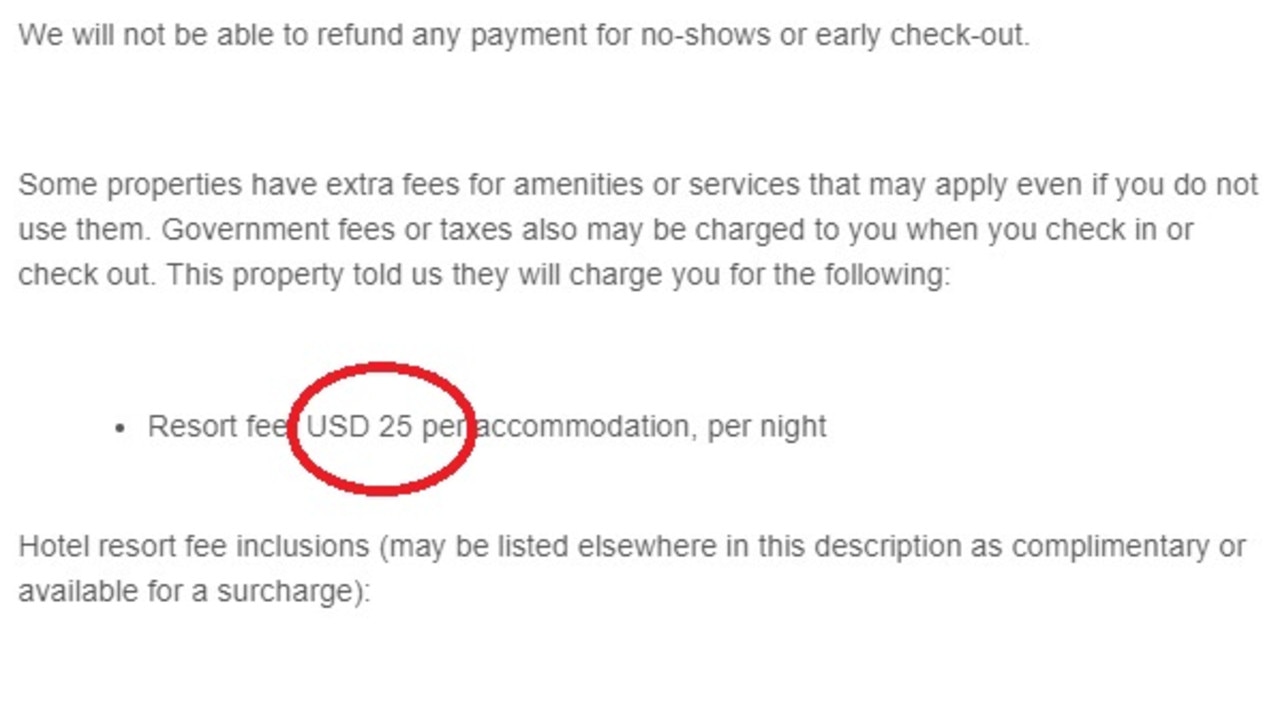 The resort fee was buried further down the hotel confirmation email.