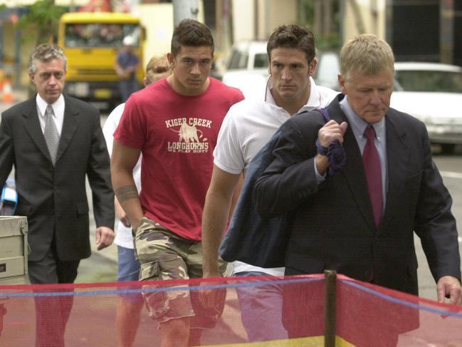 Sonny-Bill Williams and Dennis Scott arriving at the Sydney Police Centre at Surry Hills. No players pictured were involved. Picture: John Grainger