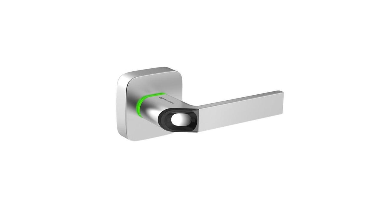 Ultraloq UL1 Bluetooth Fingerprint &amp; Key Fob Smart Lever Lock. Image: Dick Smith.