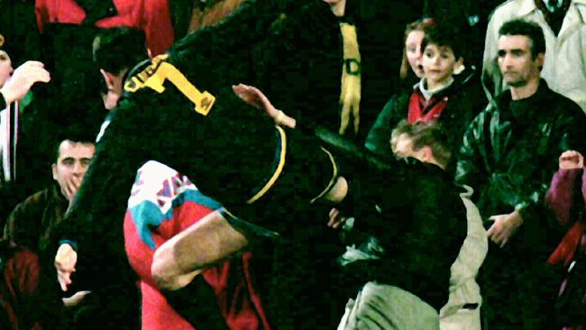 Cantona was notorious for kicking a Crystal Palace fan after being sent off in 1995.