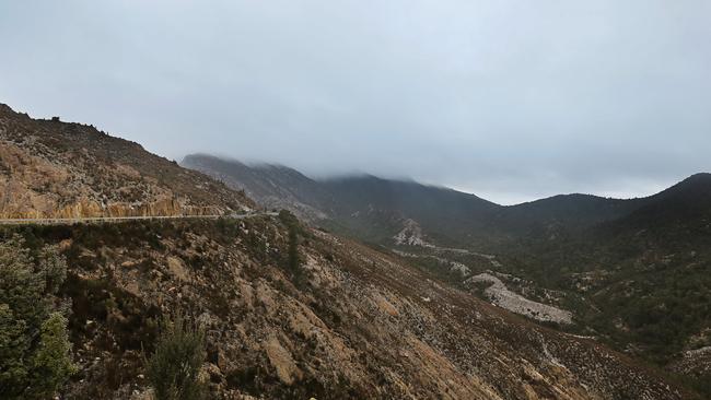 Descending Mount Owen into Queenstown on the West Coast of Tasmania. Picture: MATHEW FARRELL