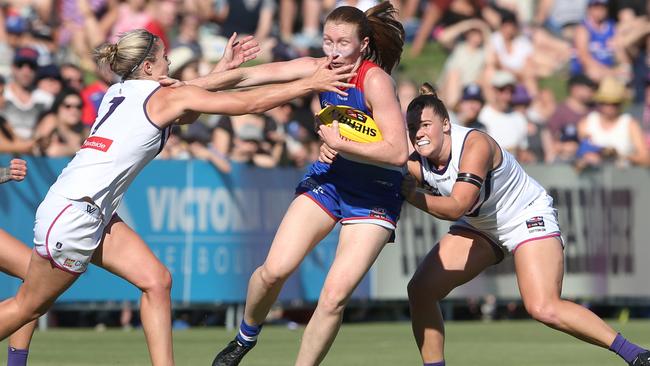 The AFL wants more open space and free-flowing footy in the AFLW. Pic: AAP