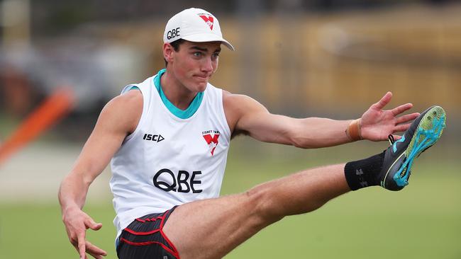 Tom McCartin during Sydney Swans training at Moore Park. Picture: Phil Hillyard