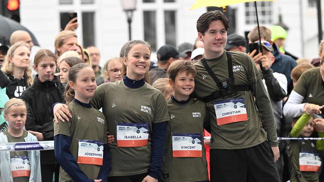 Danish royals Princess Josephine, Princess Isabella, Prince Vincent and Prince Christian pose ahead the Royal Run in Kolding. Photo: Philip Davali / Ritzau Scanpix / AFP