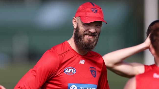 MELBOURNE. 10/05/2022.. AFL .  Melbourne training at Olympic Park. Max Gawn of the Demons  during todays light training session    . Photo by Michael Klein