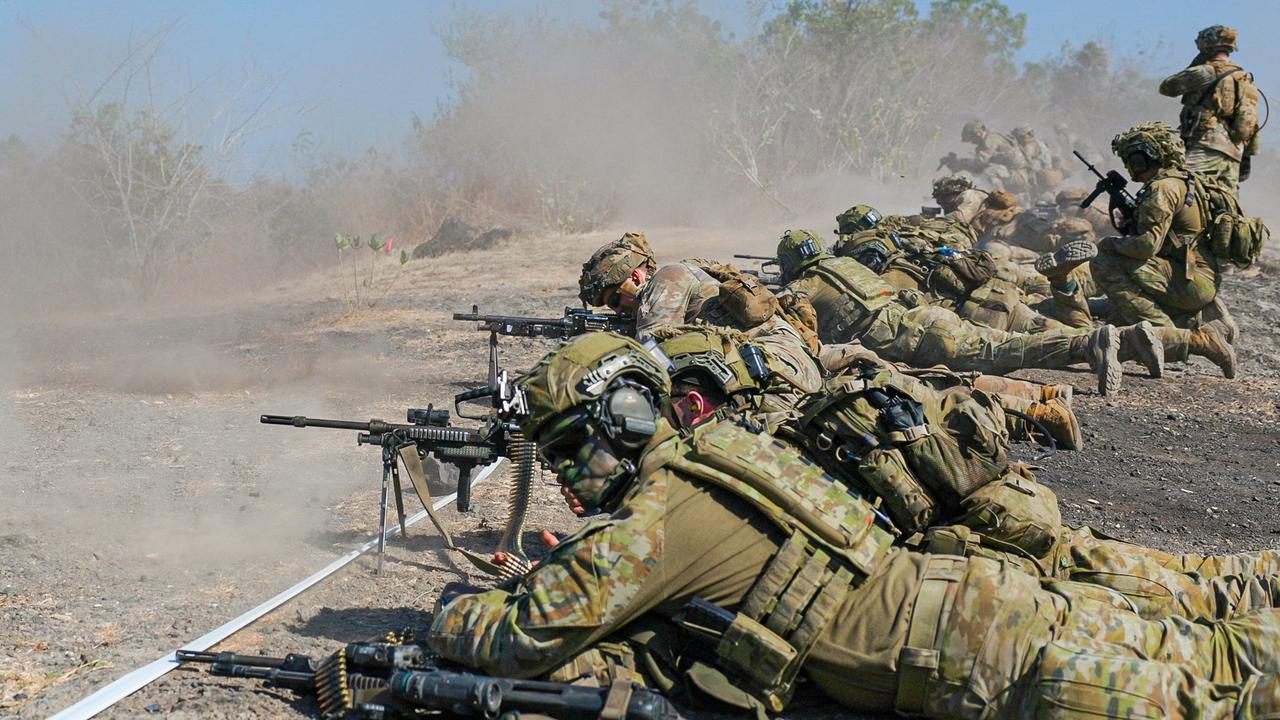 Australian Army soldiers attached to the 1st Armoured Regiment conduct a live fire attack last month. Picture: Department of Defence