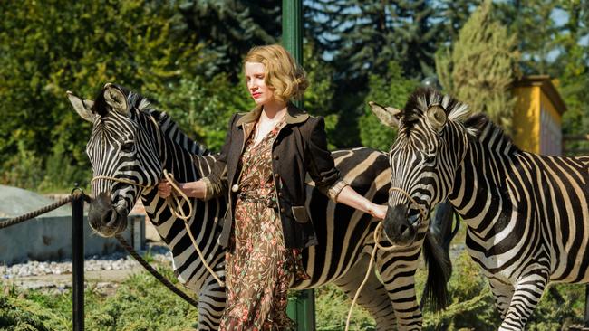 Jessica Chastain in The Zookeeper’s Wife, which is set during World War II.