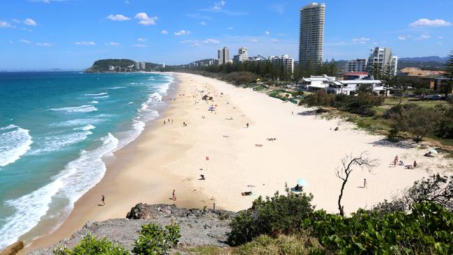 Gold Coast Bulletin - Great Eats - Looking south from a lookout over North Burleigh Beach on the Gold Coast in Queensland Australia