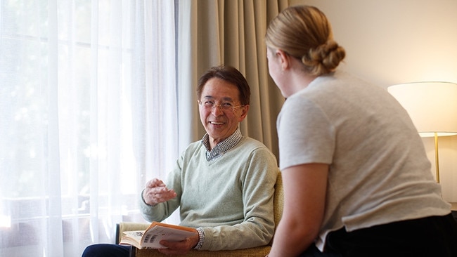 Seiji Murai, who lives with dementia, at HammondCare's new Bugari Cottage respite house at Terrey Hills — a first of its kind on the northern beaches. Picture: HammondCare