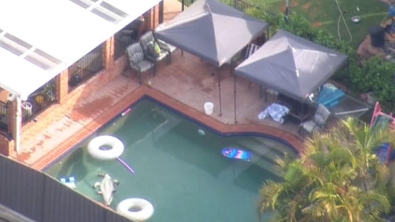 A nine-year-old girl nearly drowned in a backyard swimming pool. Picture: 7 News