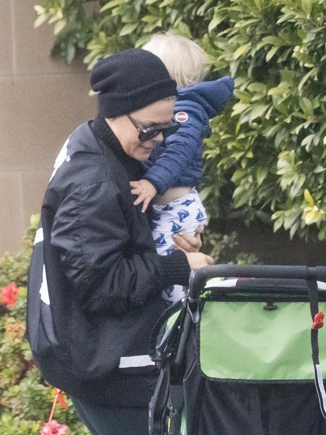 Pink with 18-month-old son Jameson. Picture: Splash