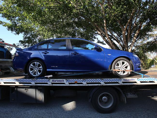 The blue Ford Falcon described by police also week as a ‘vehicle of interest’ in the murder investigation. Picture: Marc Robertson